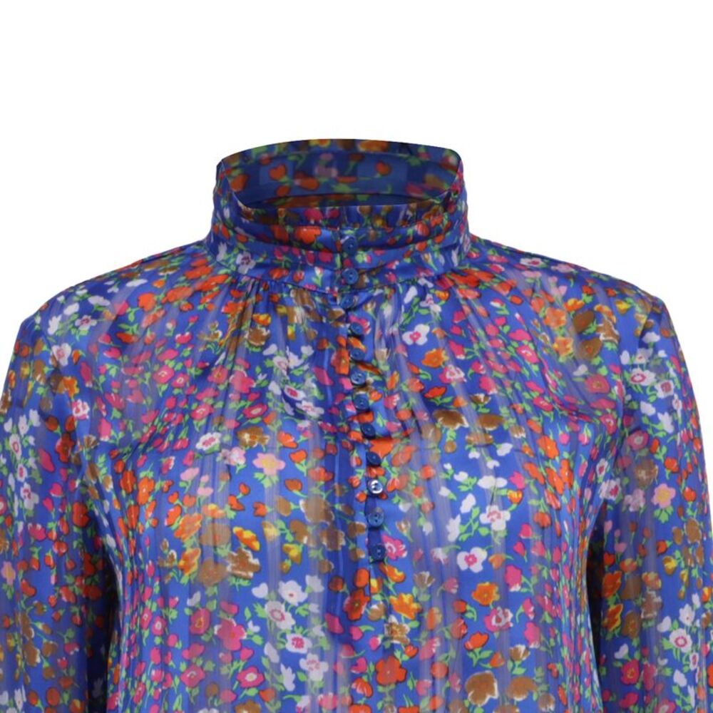 Ba&Sh Floral-Print Mock Neck Blouse in Multicolor Polyester - Picture 2 of 7